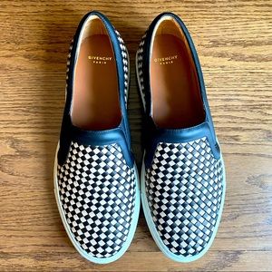 Givenchy Slip On Skater Sneaker Black/Cream Woven Leather EU 37.5 US 7 UK 4.5